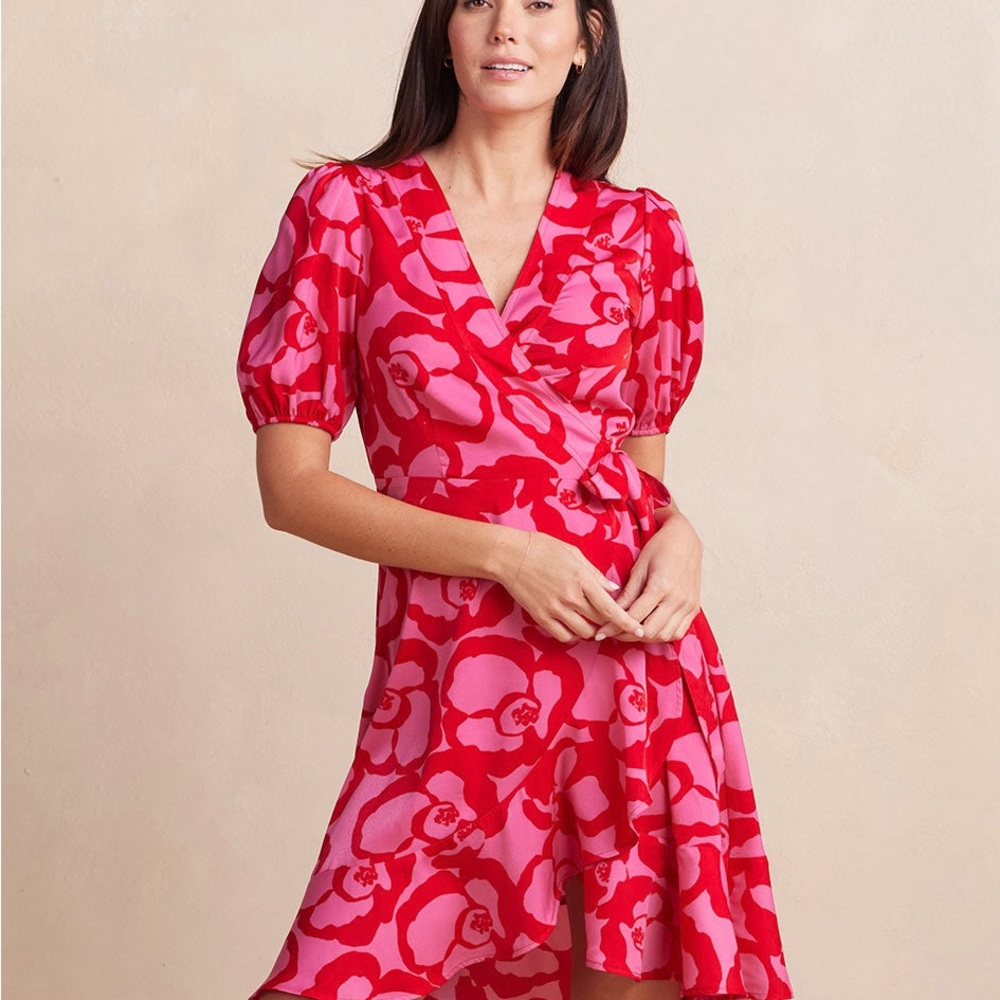 Summersalt Silky Luxe Puff Sleeve Beach to Brunch Wrap Dress - 20 - NWT